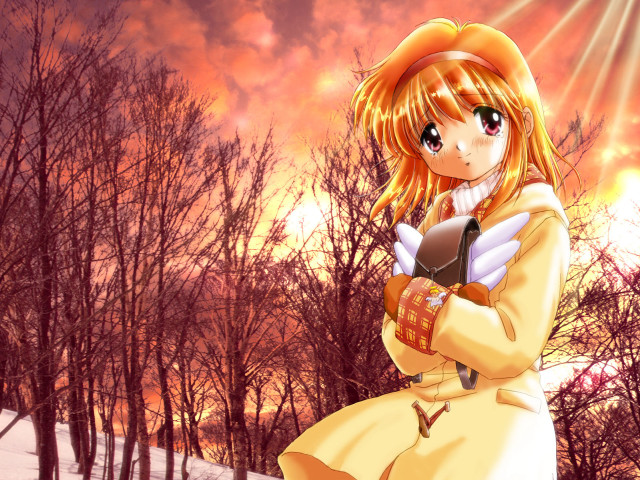 Girl yellow dress snow magic free wallpaper for desktop - medium preview image