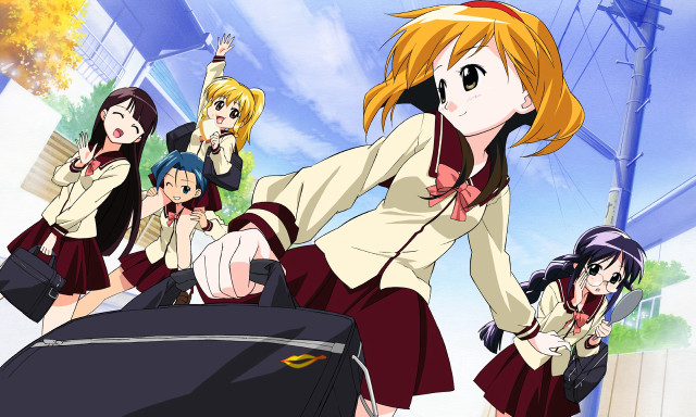 Schoolgirls uniforms luggage background gun free wallpaper for desktop - medium preview image