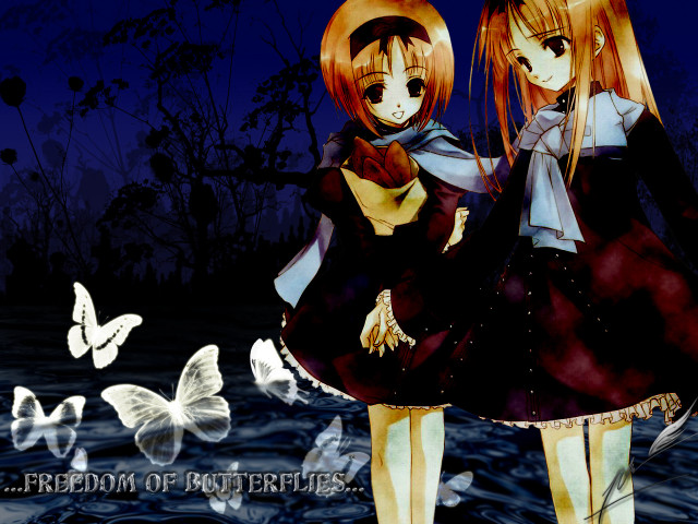 Water butterflies anime gothic night free wallpaper for desktop - medium preview image
