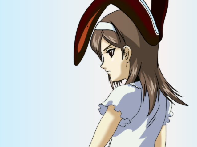 Girl hat blue shirt anime free wallpaper for desktop - medium preview image