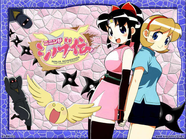 Two girls anime stone wall free wallpaper for desktop - medium preview image