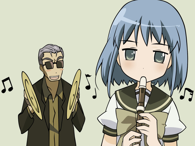 Blue hair glasses singing bananas free wallpaper for desktop - medium preview image