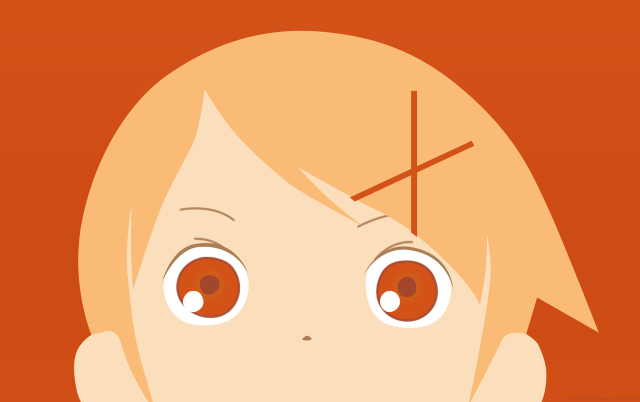 Cartoon girl cross forehead sad free wallpaper for desktop - medium preview image