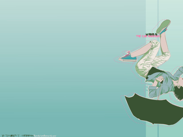 Woman upside down umbrella blue free wallpaper for desktop - medium preview image