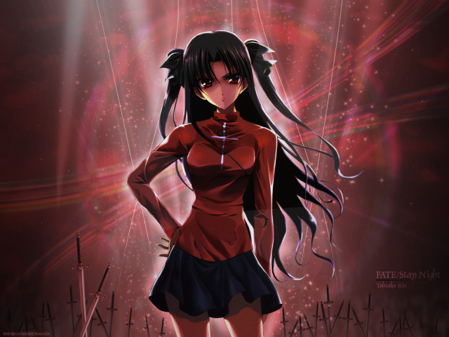 Anime girl black hair red #4 free wallpaper for desktop - medium preview image