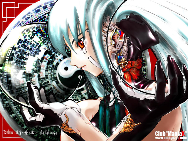 White hair black hat cybernetic free wallpaper for desktop - medium preview image