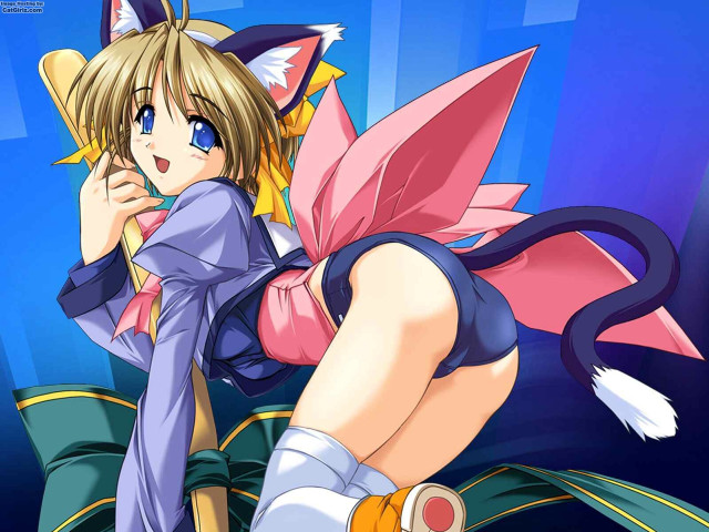 Anime girl cat ears tail #4 free wallpaper for desktop - medium preview image