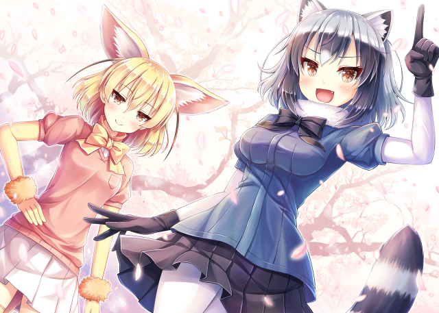 Anime characters pose cat wolf free wallpaper for desktop - medium preview image