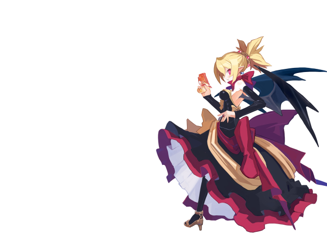 Demon girl blonde wings sword free wallpaper for desktop - medium preview image