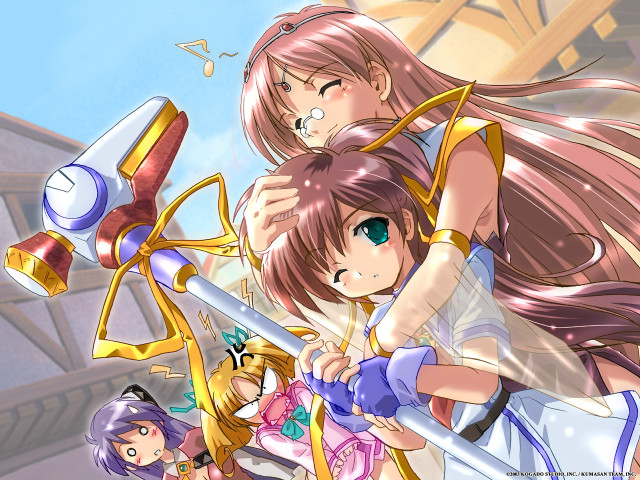 Anime girls long hair sword free wallpaper for desktop - medium preview image