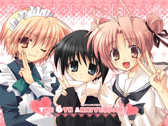 Anime girls pink black hair #2 free wallpaper for desktop - medium preview image