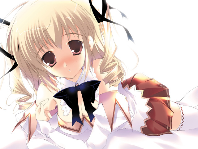 Anime girl blonde hair black free wallpaper for desktop - medium preview image