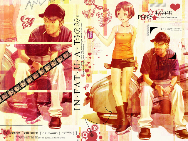 Motorcycle collage girl bottle illustrated free wallpaper for desktop - medium preview image