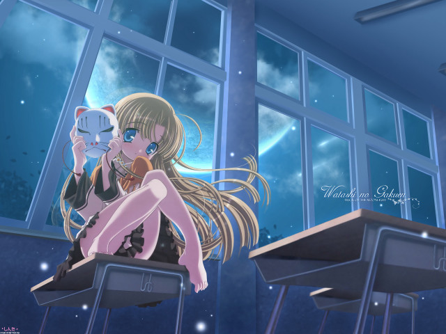 Girl cat sitting window anime #2 free wallpaper for desktop - medium preview image