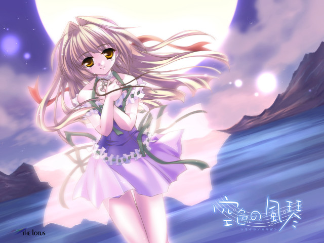 Moonlight girl longhair mountains starry free wallpaper for desktop - medium preview image