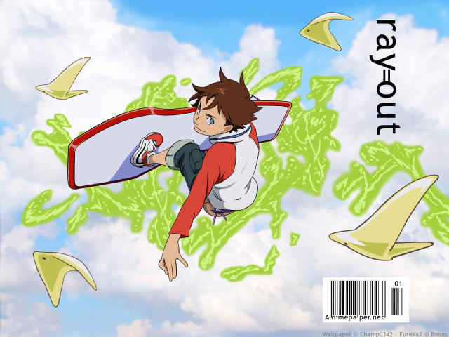 Flying cartoon boy surfboard book free wallpaper for desktop - medium preview image