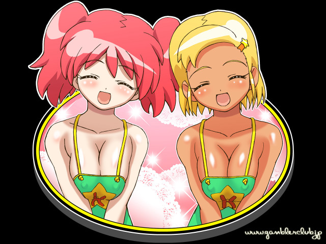 Cartoon girls pink yellow hair free wallpaper for desktop - medium preview image