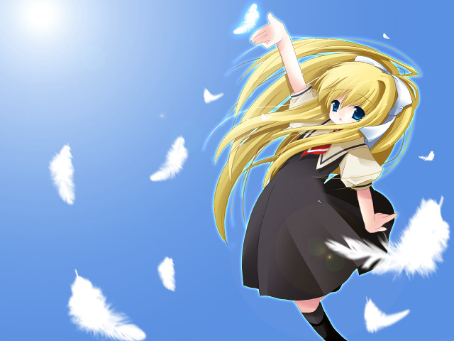 Angel wings blonde girl feathers free wallpaper for desktop - medium preview image