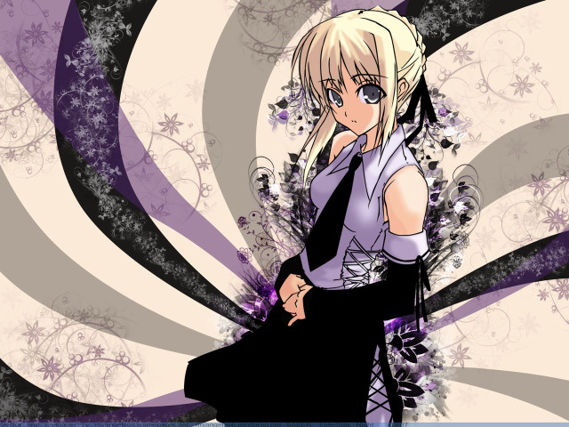 Blonde woman purple dress flower free wallpaper for desktop - medium preview image