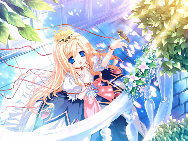 Girl crown dress flowers anime free wallpaper for desktop - medium preview image