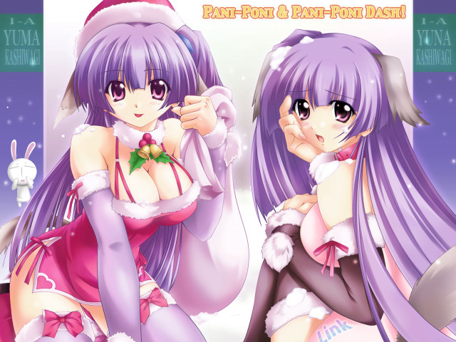 Santa girls anime reindeer christmas free wallpaper for desktop - medium preview image