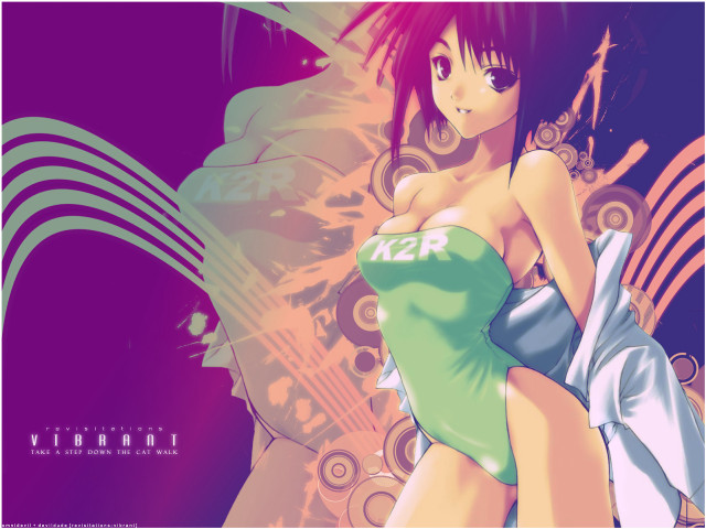 Woman green dress guitar anime free wallpaper for desktop - medium preview image
