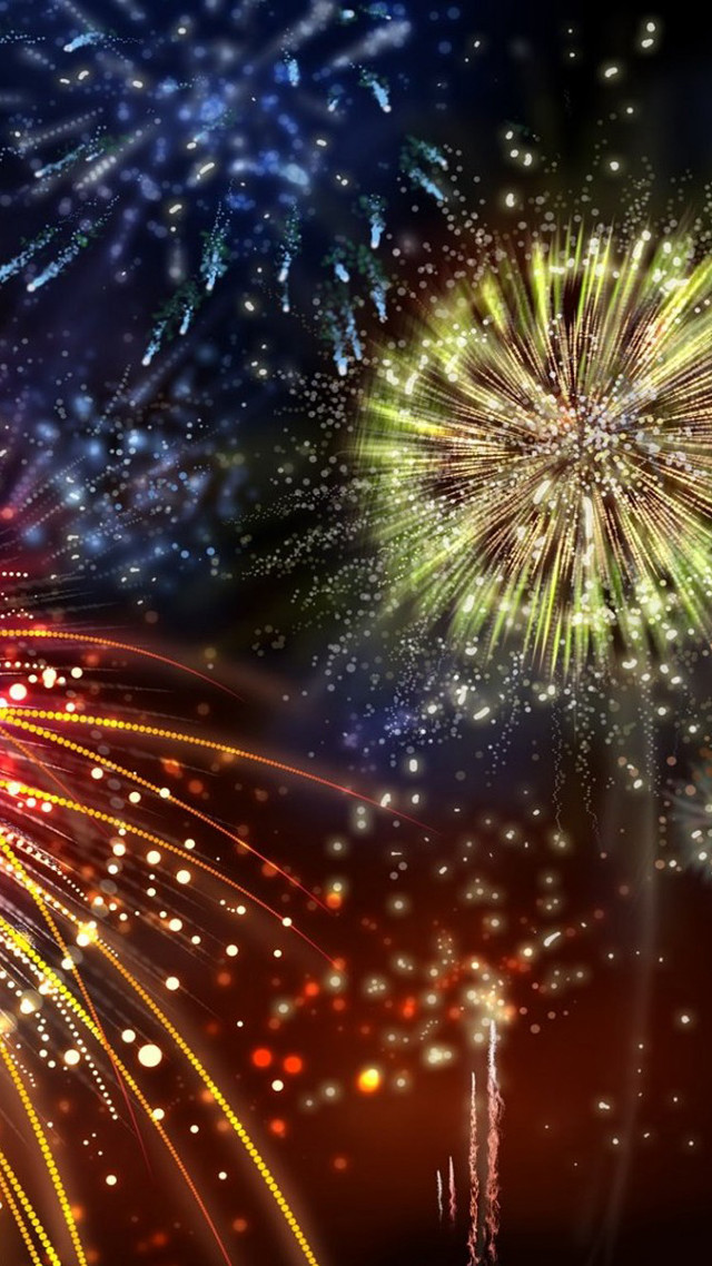 Colorful fireworks display night sky free wallpaper for mobile - medium preview image
