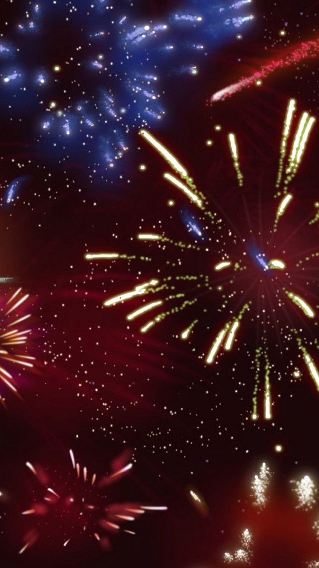 Fireworks colorful black background stars free wallpaper for mobile - medium preview image