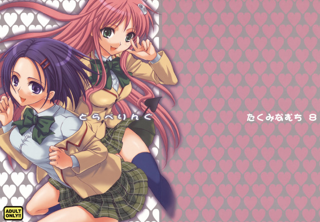 Pink hair girls heart bows free wallpaper for desktop - medium preview image
