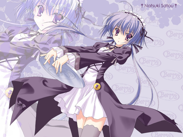 Anime purplehair portrait ribbon dress free wallpaper for desktop - medium preview image