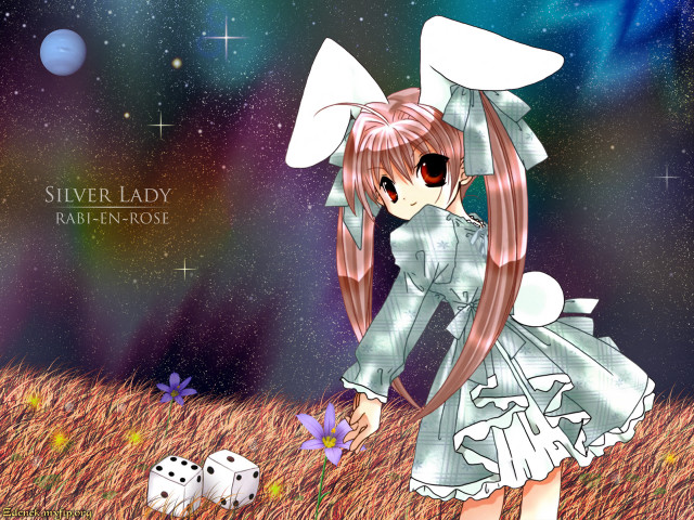 Girl dress dice starry field free wallpaper for desktop - medium preview image