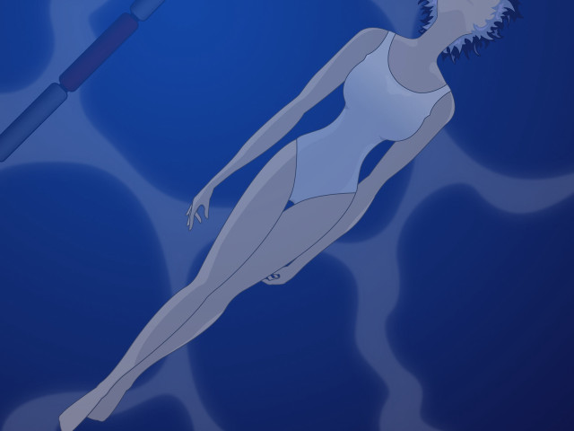 Woman floating white swimsuit blue free wallpaper for desktop - medium preview image