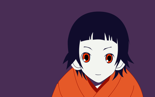 Red eyes orange kimono scarf free wallpaper for desktop - medium preview image