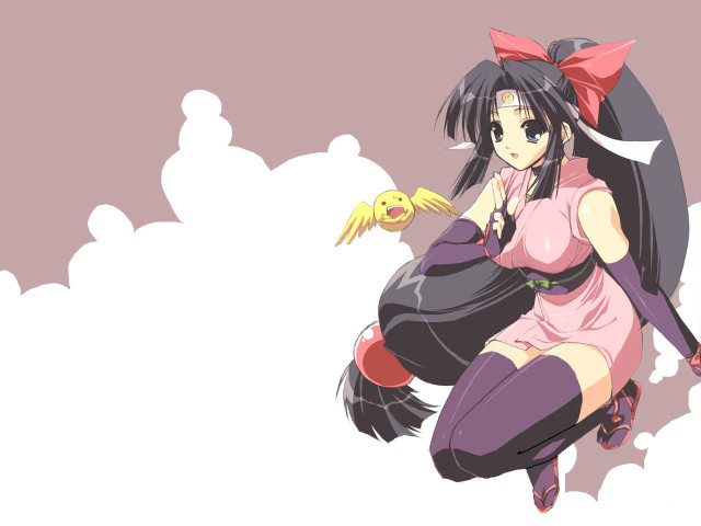 Woman pink dress yellow bird free wallpaper for desktop - medium preview image