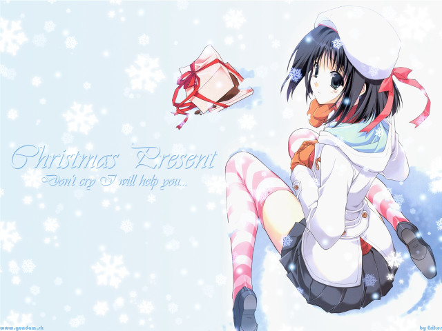 Girl white hat stockings gift free wallpaper for desktop - medium preview image