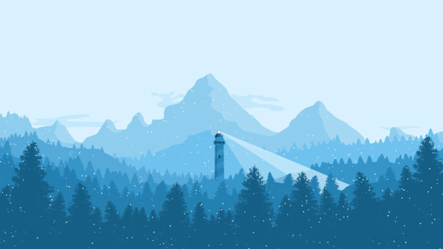Blue mountain lighttower trees snow free wallpaper for desktop - medium preview image