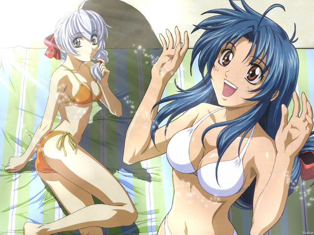 Mirror bikinis manga blue braids free wallpaper for desktop - medium preview image