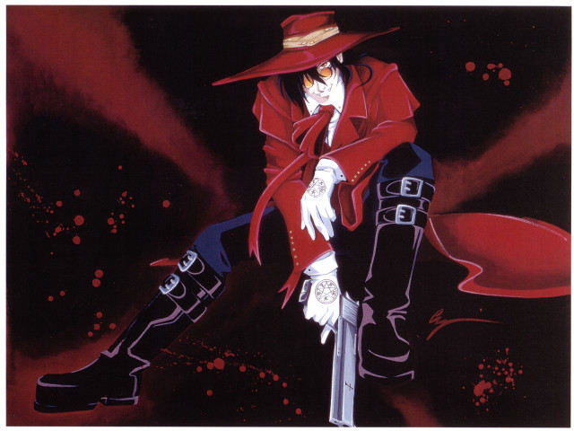 Red coat hat sword blood free wallpaper for desktop - medium preview image