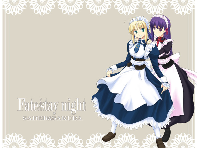 Maid characters floral border remodernism free wallpaper for desktop - medium preview image