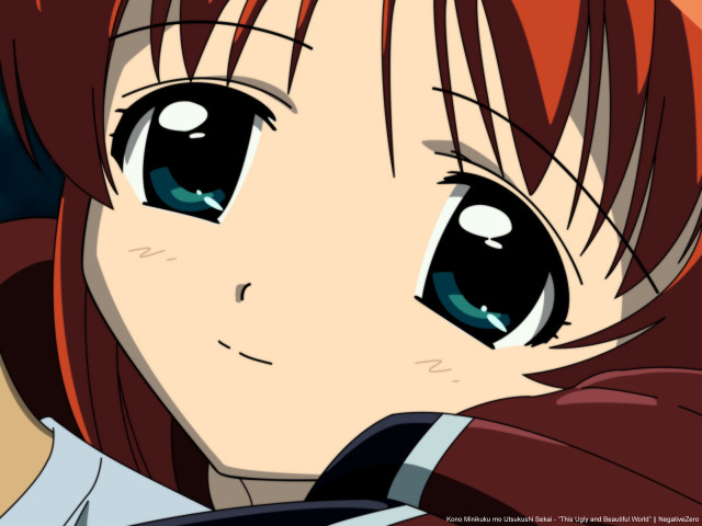 Anime girl red hair sad #3 free wallpaper for desktop - medium preview image