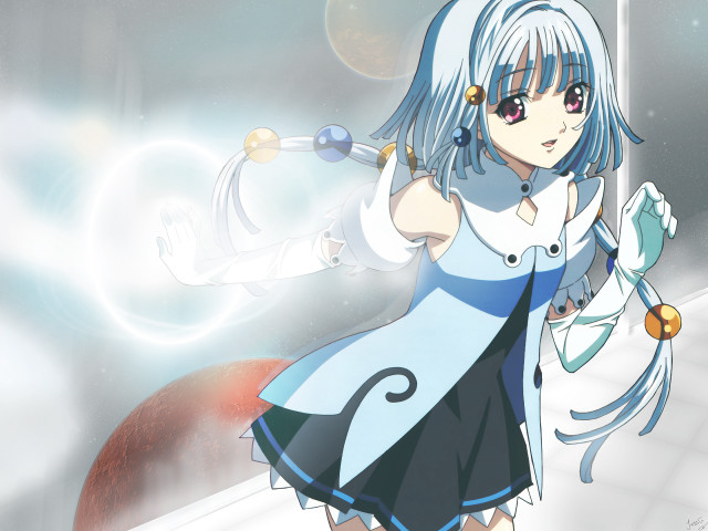 Girl blue dress wand umbrella free wallpaper for desktop - medium preview image