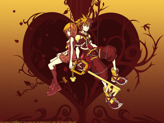 Anime couple tree heart key free wallpaper for desktop - medium preview image