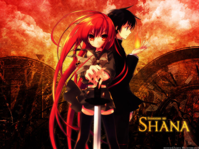 Anime couple sword redsky gothic free wallpaper for desktop - medium preview image