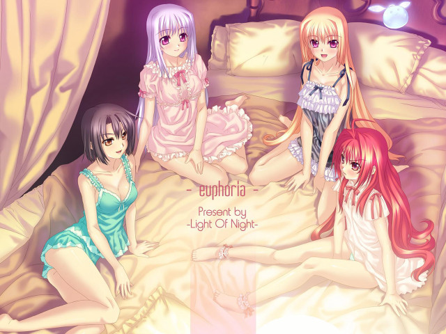 Anime girls bedroom curtains bedspread free wallpaper for desktop - medium preview image