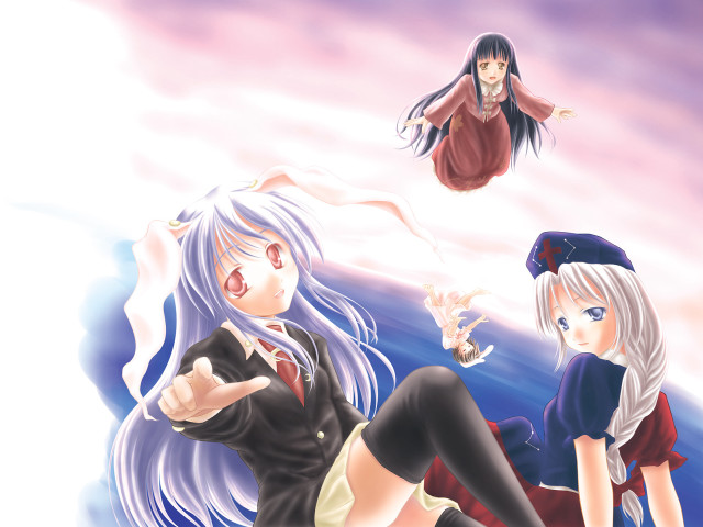 Anime girls bed clouds magic free wallpaper for desktop - medium preview image