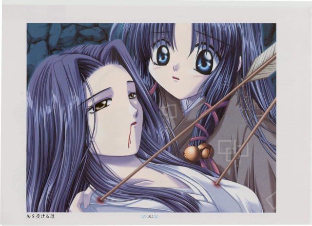 Bluehair blueeyes animegirls sadlook arrows free wallpaper for desktop - medium preview image