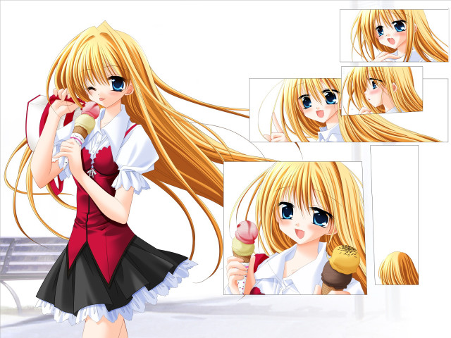 Blonde girl cupcake hair brush free wallpaper for desktop - medium preview image