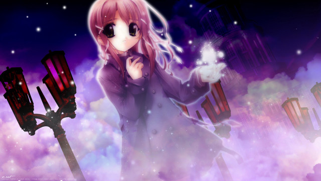Purple dress girl wand clouds free wallpaper for desktop - medium preview image