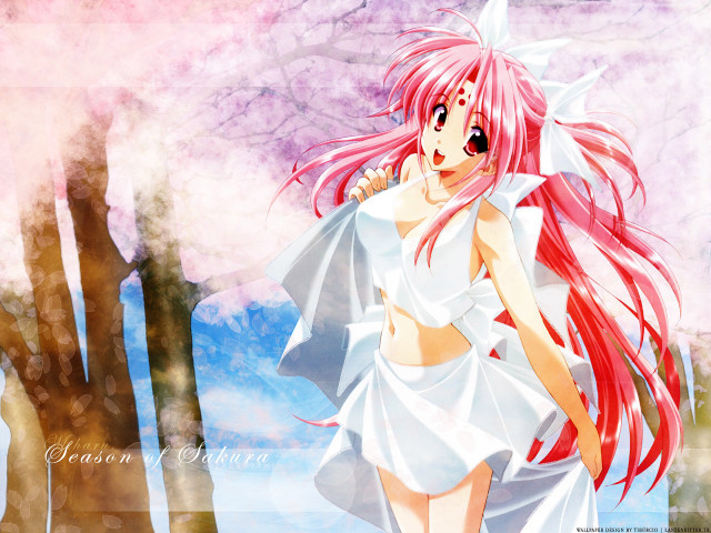 Girl white dress woodland pink free wallpaper for desktop - medium preview image