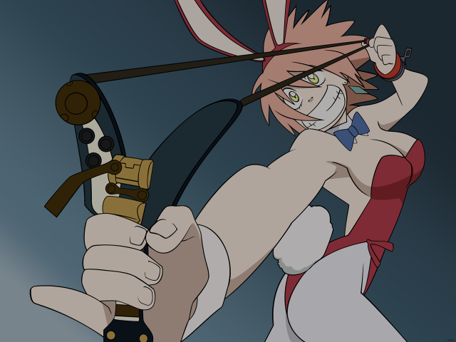 Cartoon rabbit girl aiming bow free wallpaper for desktop - medium preview image